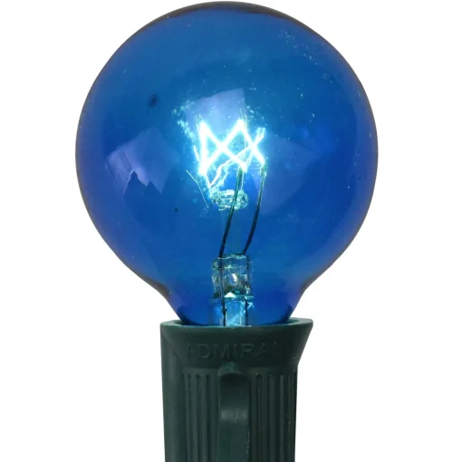 Pack of 25 Incandescent Blue G40 Globe Christmas Replacement Light Bulbs - 7 Watts Replacement Bulbs