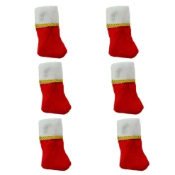 New Pack of 6 Traditional Mini Christmas Stockings with Gold Glitter Pen Stockings