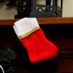 New Pack of 6 Traditional Mini Christmas Stockings with Gold Glitter Pen Stockings