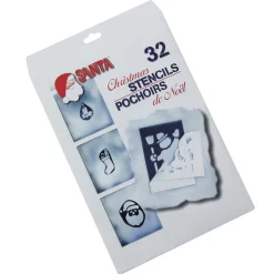 Clearance Pack of 32 White Santa Claus Christmas Art Stencils Novelty