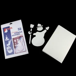 Clearance Pack of 32 White Santa Claus Christmas Art Stencils Novelty