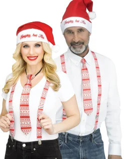 Clearance 3pc Red and White Reindeer Holly Day Christmas Suspender Kit - One Size Fits Most Costumes