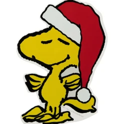 Sale Peanuts Woodstock in Santa Hat Christmas Window Cling Decoration - 7" Window