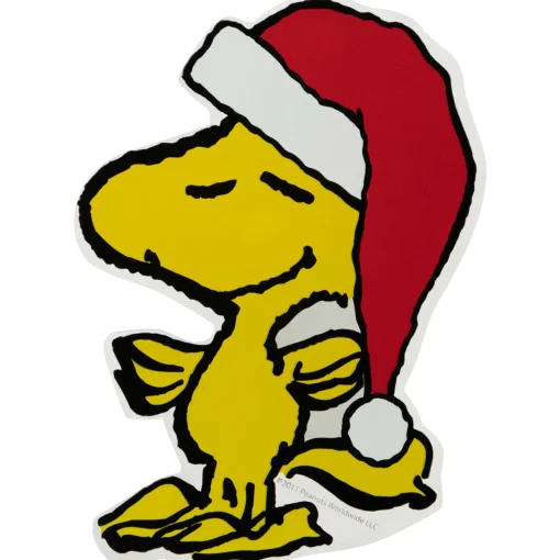 Sale Peanuts Woodstock in Santa Hat Christmas Window Cling Decoration - 7" Window