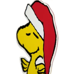 Sale Peanuts Woodstock in Santa Hat Christmas Window Cling Decoration - 7