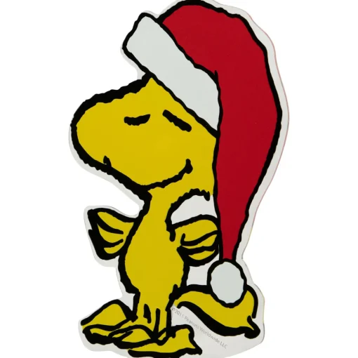 Sale Peanuts Woodstock in Santa Hat Christmas Window Cling Decoration - 7" Window