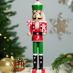 Sale Peppermint Candy Nutcracker Christmas Figure - 15" - Red and Green Nutcrackers