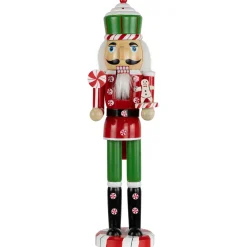 Sale Peppermint Candy Nutcracker Christmas Figure - 15" - Red and Green Nutcrackers