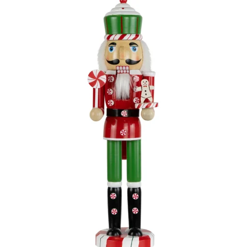 Sale Peppermint Candy Nutcracker Christmas Figure - 15" - Red and Green Nutcrackers