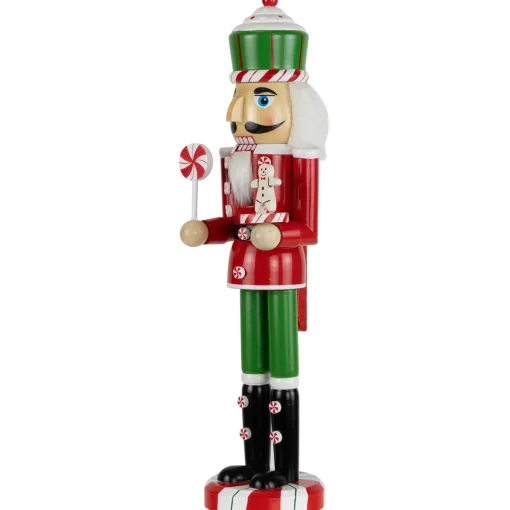 Sale Peppermint Candy Nutcracker Christmas Figure - 15" - Red and Green Nutcrackers