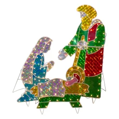 3-Piece Lighted Holographic Christmas Nativity Set Outdoor Decoration - Clear Lights Nativity