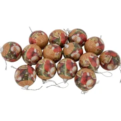 New 14-Piece Santa with List Decoupage Christmas Ball Ornament Set, 2.25" (60mm) Santa Claus
