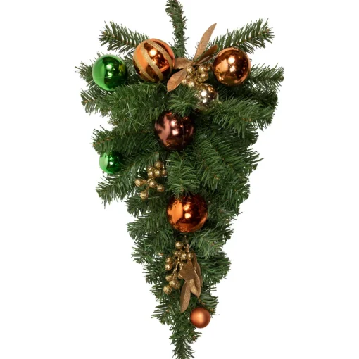 Sale Pine Foliage with Ornaments Artificial Christmas Teardrop Swag - 30" - Unlit Unlit Swags