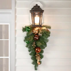 Sale Pine Foliage with Ornaments Artificial Christmas Teardrop Swag - 30" - Unlit Unlit Swags