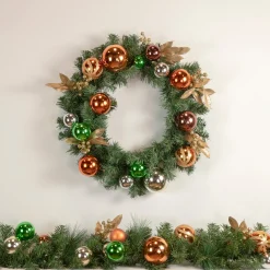 Clearance Pine Foliage with Ornaments Artificial Christmas Wreath - 24" - Unlit Pre Decorated