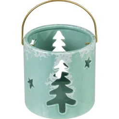 Sale Pine Tree and Star Cutout Tea Light Christmas Candle Holder - 4.25" - Green Candle Holders