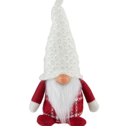 Online Plaid Boy Gnome Christmas Figurine - 9.5" - Red and White Gnomes
