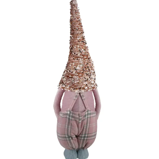 Clearance Plaid Christmas Gnome with Sequin Hat - 24" - Pink and Gray Gnomes