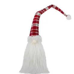 Hot Plaid Hat Santa Claus Gnome Christmas Decoration - 29.5" - Red and White Gnomes
