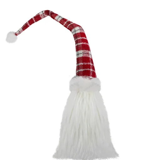 Hot Plaid Hat Santa Claus Gnome Christmas Decoration - 29.5" - Red and White Gnomes