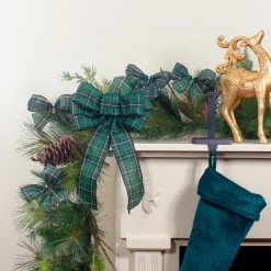 Best Plaid 6-Loop Christmas Bow Decoration - 9" x 14" - Black and Green Ribbons & Bows