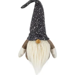 Outlet Plush Gnome with Wooden Nose Christmas Figure - 11" - Brown Gnomes