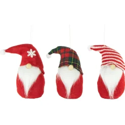 Best Plush Gnomes Christmas Ornaments with Striped, Plaid and Snowflake Hats - 4.5" Gnomes