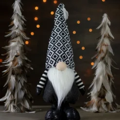Outlet Plush Knit Gnome Christmas Figure - 17" - Black and White Gnomes