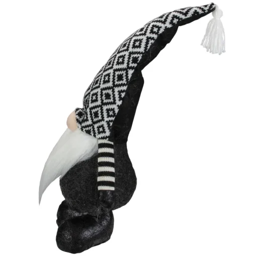 Outlet Plush Knit Gnome Christmas Figure - 17" - Black and White Gnomes