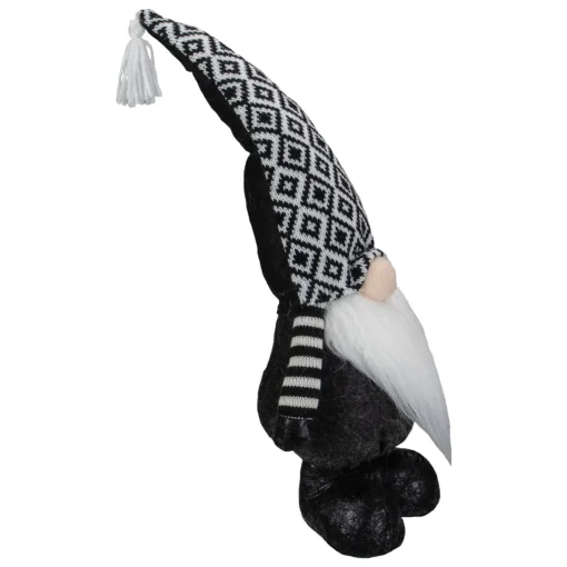 Outlet Plush Knit Gnome Christmas Figure - 17" - Black and White Gnomes