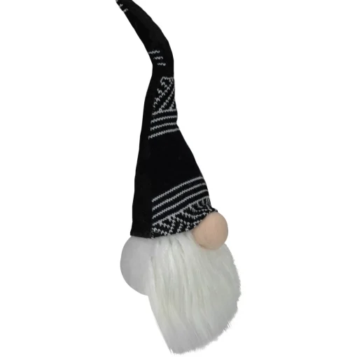Discount Plush Sitting Christmas Gnome with Long Beard Decoration - 12" - Black and White Gnomes
