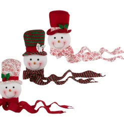 Plush Snowmen in Hats Christmas Ornaments - 12.5" - Set of 3 Snowmen