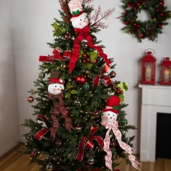 Plush Snowmen in Hats Christmas Ornaments - 12.5" - Set of 3 Snowmen