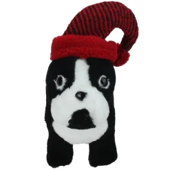 Best Plush Standing Bulldog with Striped Hat and Collar Christmas Decoration - 11.5" Animals