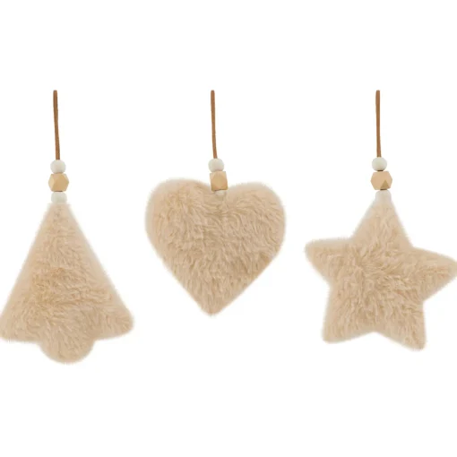 Outlet Plush Tree, Star and Heart Shaped Plaid Christmas Ornaments - 4.5" - Set of 3 Symbols