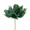 New Poinsettia with Feather Petals Artificial Christmas Pick - 13.75" - Green Sprays, Picks & Branches