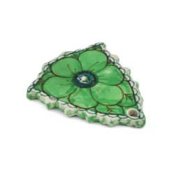 Outlet Polmedia Polish Pottery Christmas Tree Pendant 3" Green Pansies Collectibles