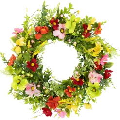 Sale Poppy and Eucalyptus Spring Wreath - 26" - Red and Yellow Unlit