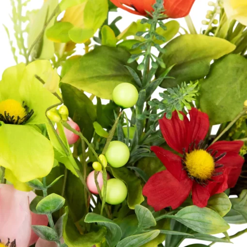 Sale Poppy and Eucalyptus Spring Wreath - 26" - Red and Yellow Unlit