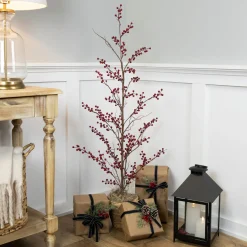 Discount Potted Berry Artificial Christmas Twig Tree - Unlit - 4' Potted