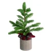 Online Potted Pine Medium Artificial Christmas Tree with Plaid Skirt - 1.3' - Unlit Potted
