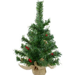 Discount Potted Red Berries and Pine Cones Medium Artificial Christmas Tree – 16" - Unlit Potted
