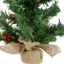 Discount Potted Red Berries and Pine Cones Medium Artificial Christmas Tree – 16" - Unlit Potted