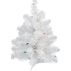Best Pre-Lit Artificial Christmas Tree - 18" - White - Multicolor Lights Pre-Lit