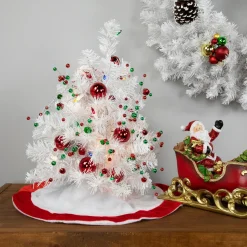 Best Pre-Lit Artificial Christmas Tree - 18" - White - Multicolor Lights Pre-Lit