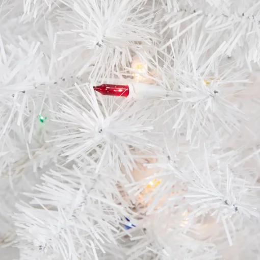 Best Pre-Lit Artificial Christmas Tree - 18" - White - Multicolor Lights Pre-Lit