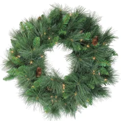 Best Pre-Lit Artificial White Valley Pine Christmas Wreath - 24" - Clear Lights Pre Lit