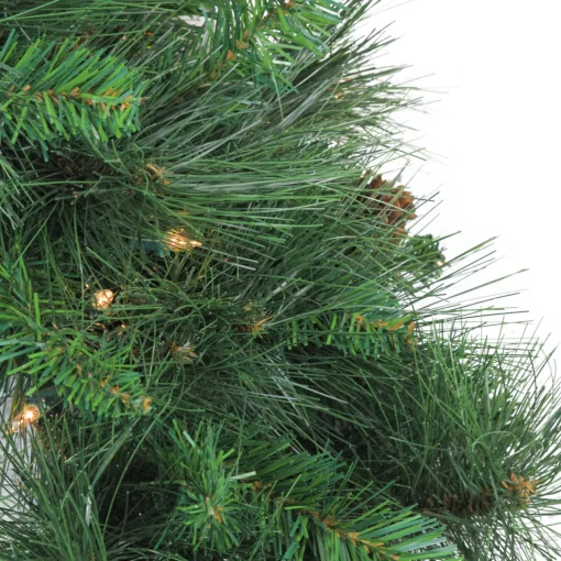 Best Pre-Lit Artificial White Valley Pine Christmas Wreath - 24" - Clear Lights Pre Lit