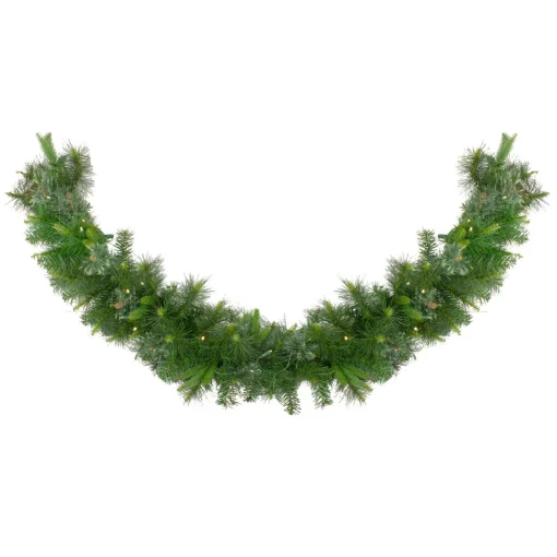 New Pre-Lit Battery Operated Ashcroft Cashmere Pine Christmas Garland - 6' x 14" - Warm White LED Lights Pre Lit