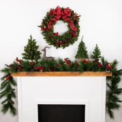 Hot Pre-Lit Battery Operated Canadian Pine Christmas Wreath - 24" - Clear LED Lights Pre Lit